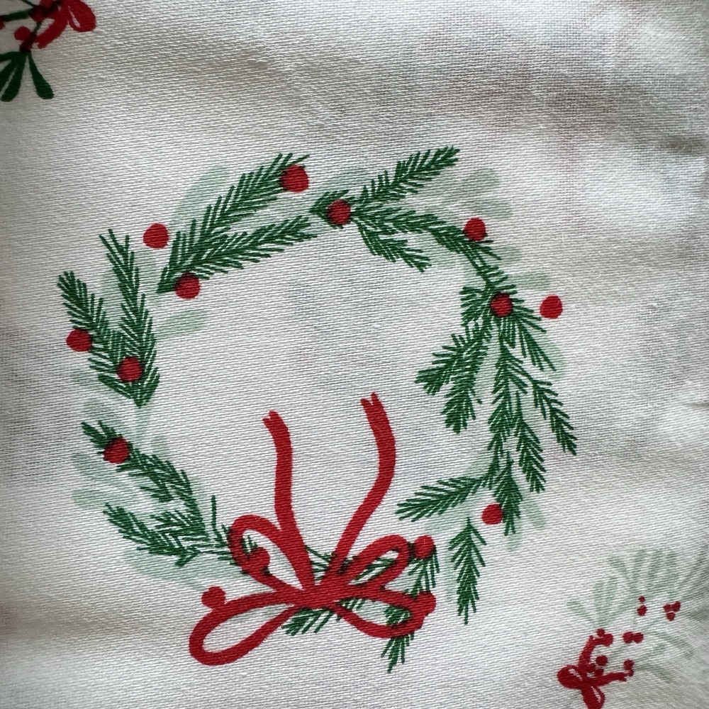 New Martha Stewart Holiday Collection Christmas Wreath QUEEN Sheet Set Cotton - Picture 3 of 4
